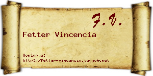 Fetter Vincencia névjegykártya